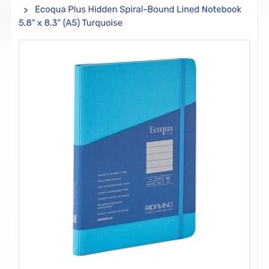 new Fabriano Ecoqua plus turquoise journal 70p A5 Spiral Notebook 90gsm 5.8x8.3